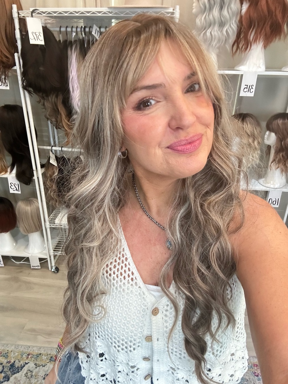 407 “the Bria” Rooted Curly Ash Blonde full synthetic wig 26”